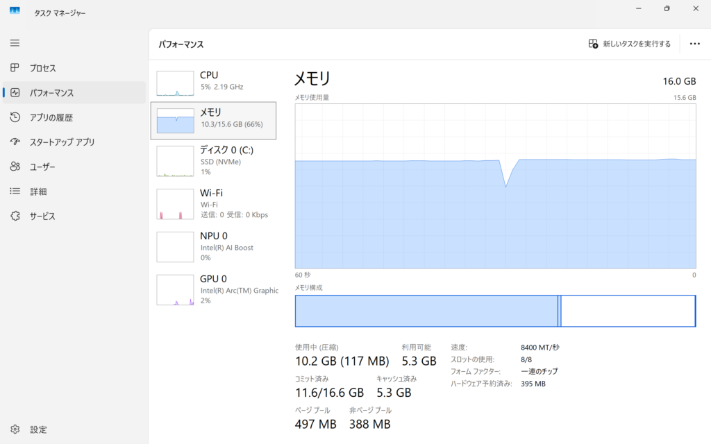 Gemma 2起動時のメモリ使用率10GB