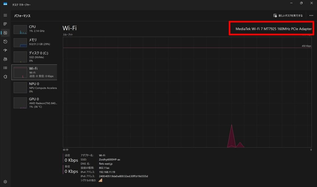 ネットワークが確認できる